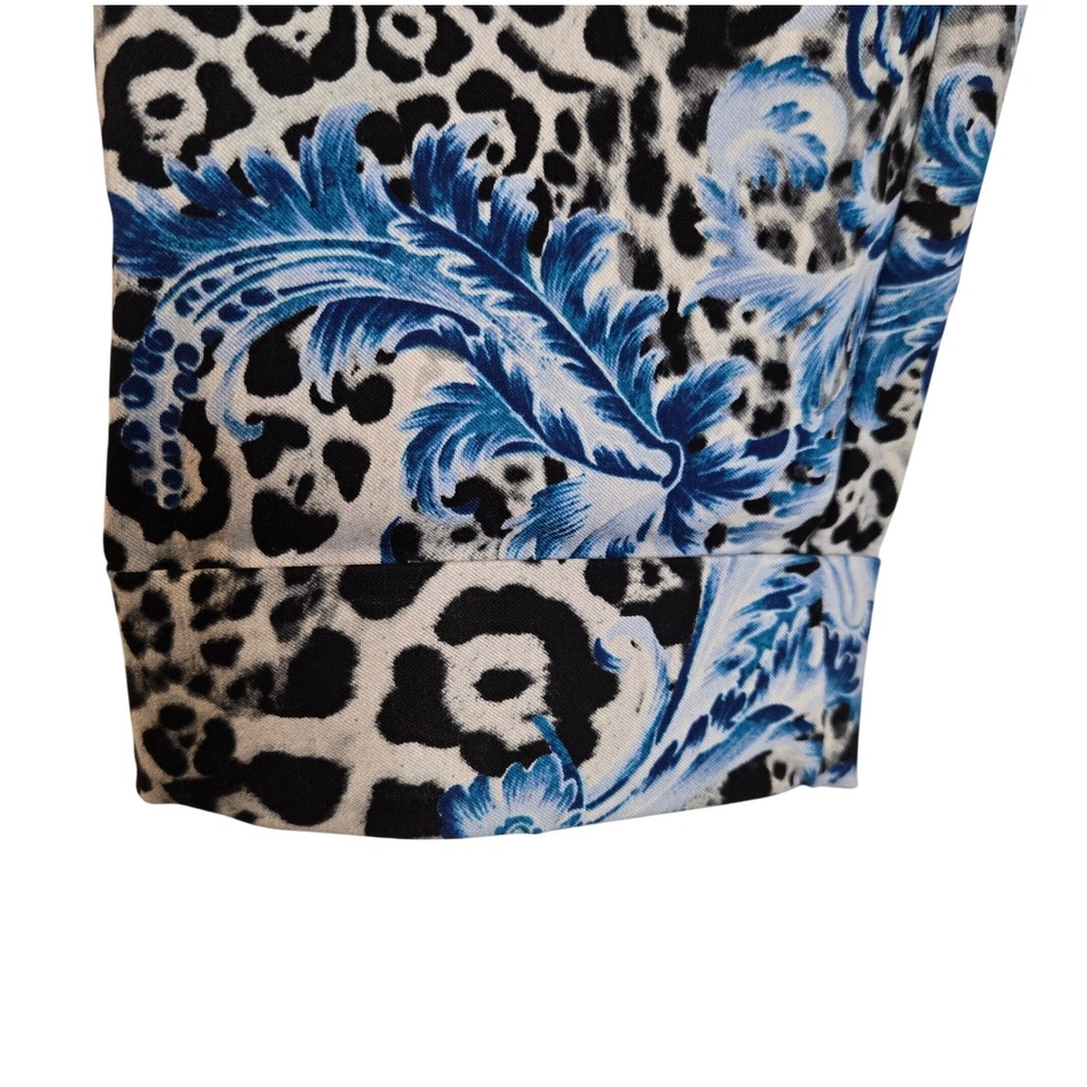 New York & Company Womens Small Blue Leopard Floral Baroque Ankle Pants Stretch - Picture 4 of 7